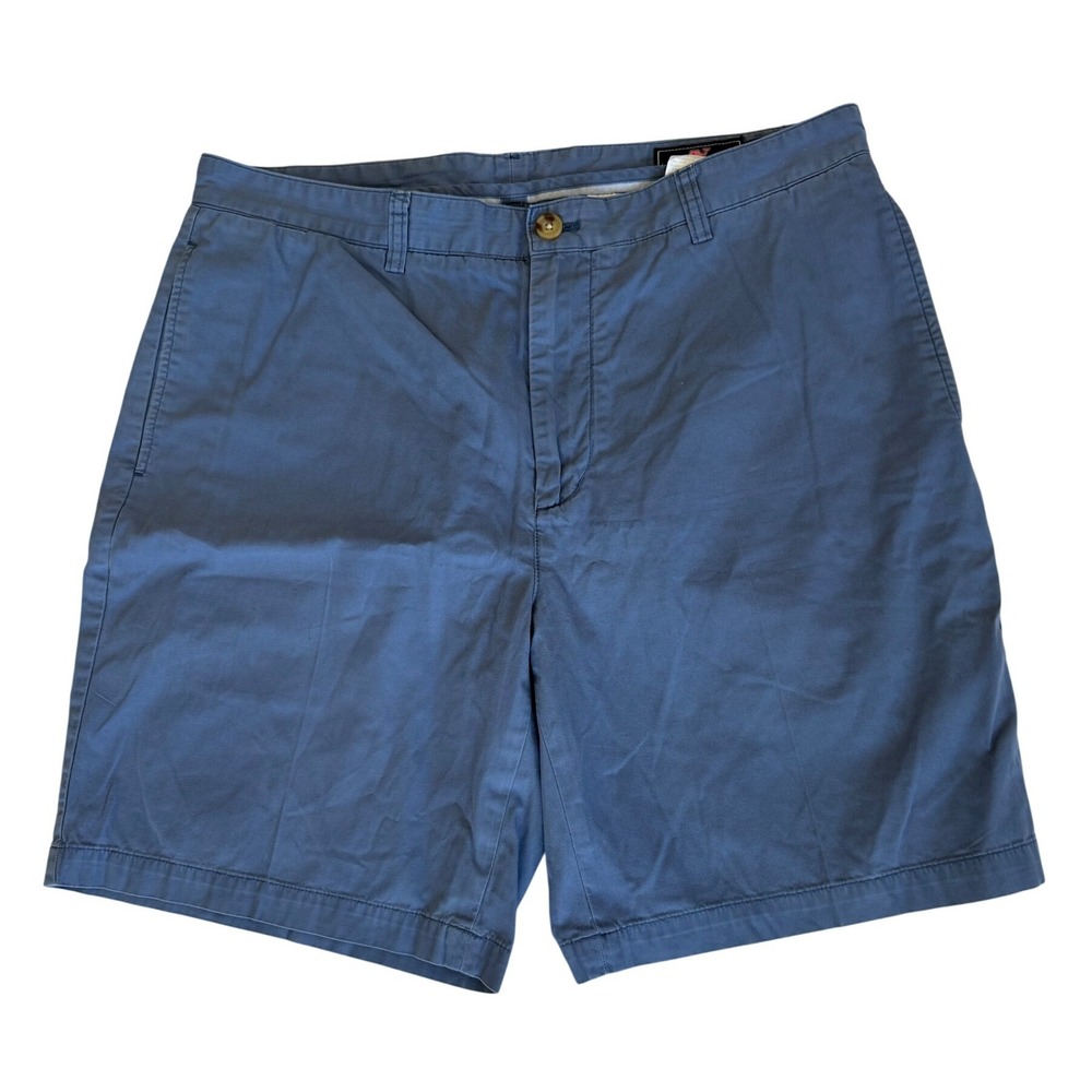 Vineyard Vines Mens Breaker Chino Shorts 36 Blue Flat Front Cotton Casual Preppy